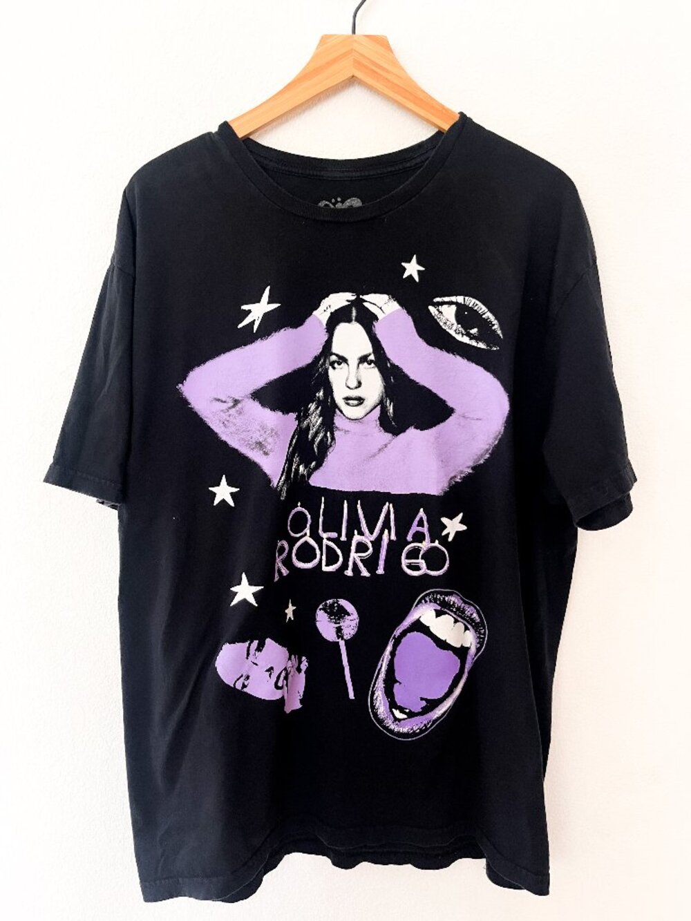 Olivia Rodrigo Black Purple Graphic Tee GUTS Star Print XL